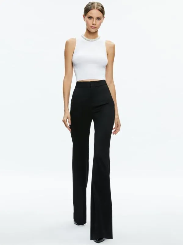 Tops Women Alice Olivia AMITY EMBELLISHED NECK CROPPED TANK Soft White