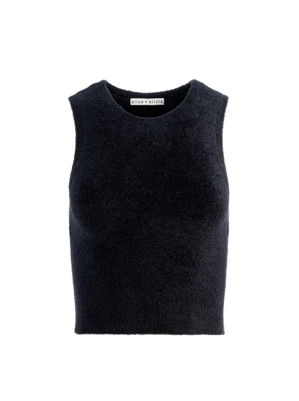 Tops Women Alice Olivia AMITY SLEEVELESS CROPPED TANK Black