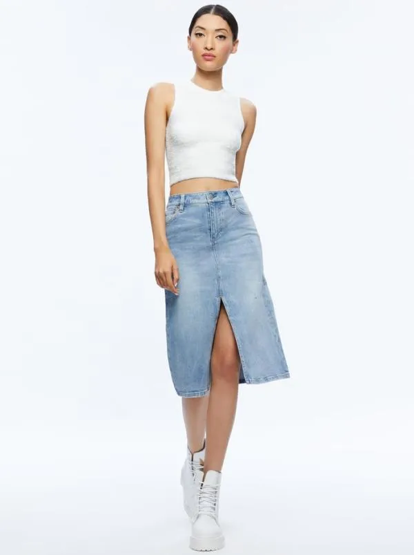 Tops Women Alice Olivia AMITY SLEEVELESS CROPPED TANK Soft White