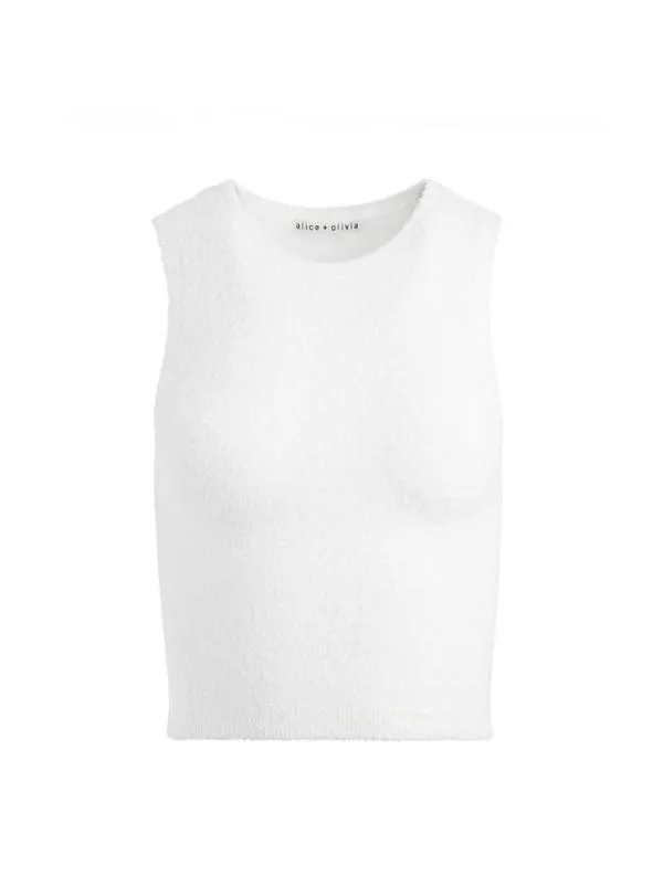 Tops Women Alice Olivia AMITY SLEEVELESS CROPPED TANK Soft White