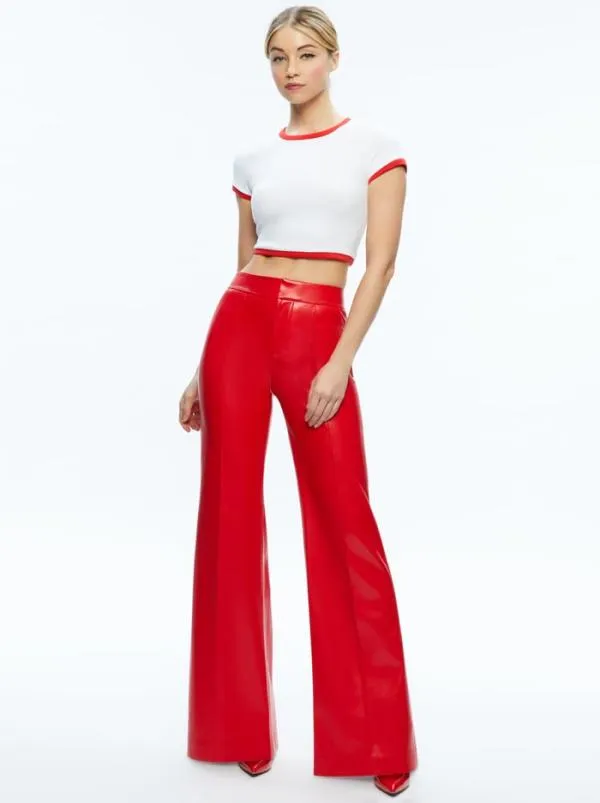Tops Women Alice Olivia BABY TEE Off White bright Ruby