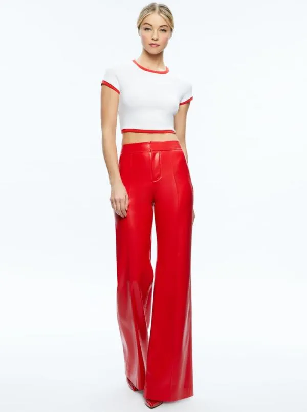 Tops Women Alice Olivia BABY TEE Off White bright Ruby