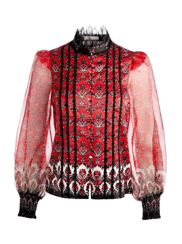 Tops Women Alice Olivia BETTINA BLOUSON SLEEVE TOP Allure Medallion