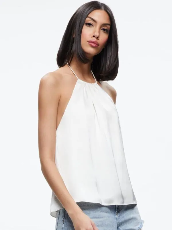 Tops Women Alice Olivia BLANTON OPEN BACK HALTER TOP Ecru