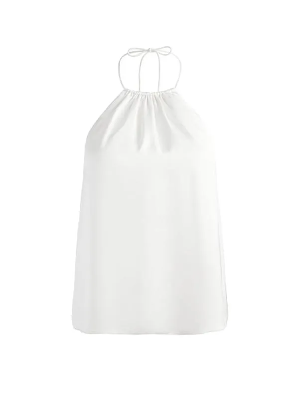 Tops Women Alice Olivia BLANTON OPEN BACK HALTER TOP Ecru