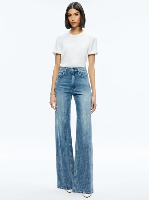 Tops Women Alice Olivia BRADEN DROP SHOULDER TEE Off White