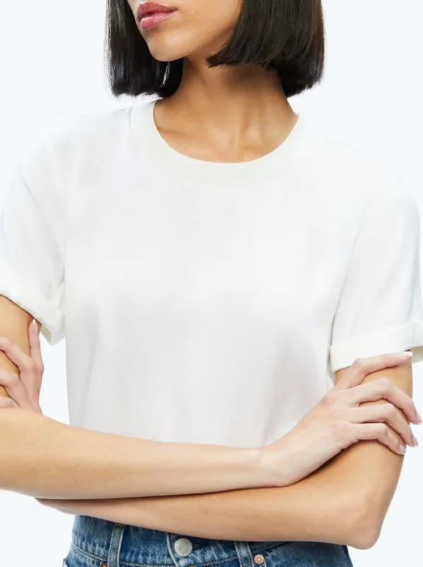 Tops Women Alice Olivia BRADEN DROP SHOULDER TEE Off White