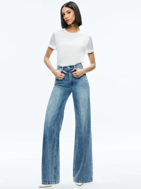 Tops Women Alice Olivia BRADEN DROP SHOULDER TEE Off White