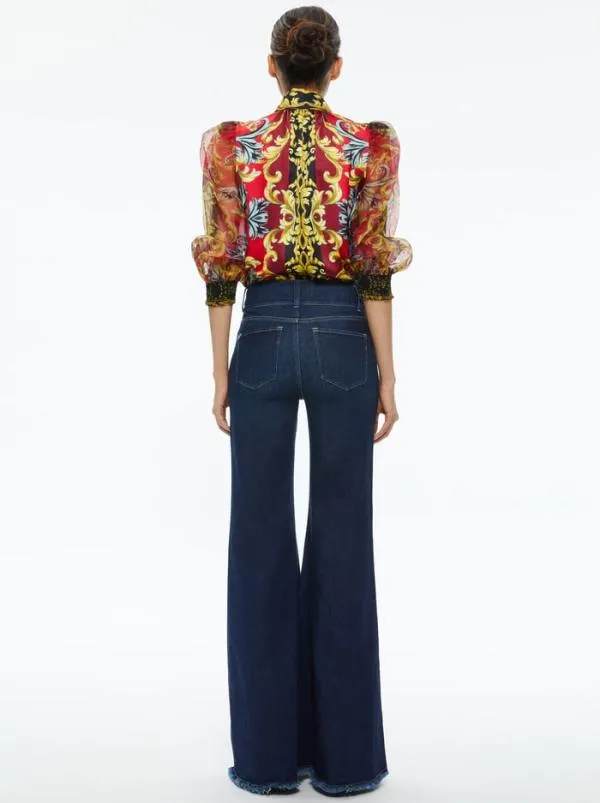 Tops Women Alice Olivia BRENTLEY TIE NECK BLOUSE Regal Romance Bordeaux