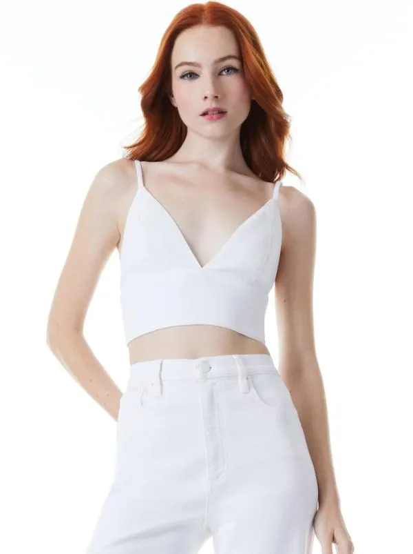 Tops Women Alice Olivia CARLI DENIM BRA TOP White