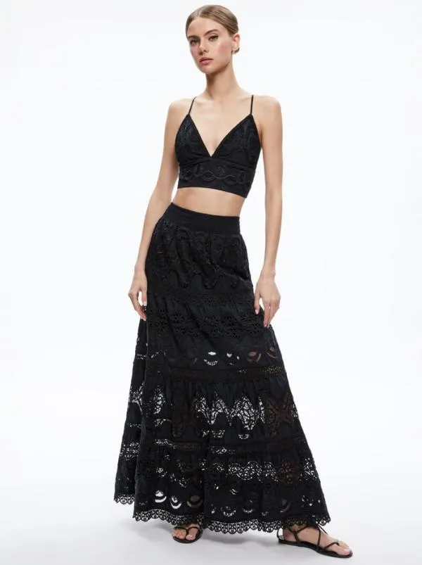 Tops Women Alice Olivia CARLI EMBROIDERED BRA TOP Black