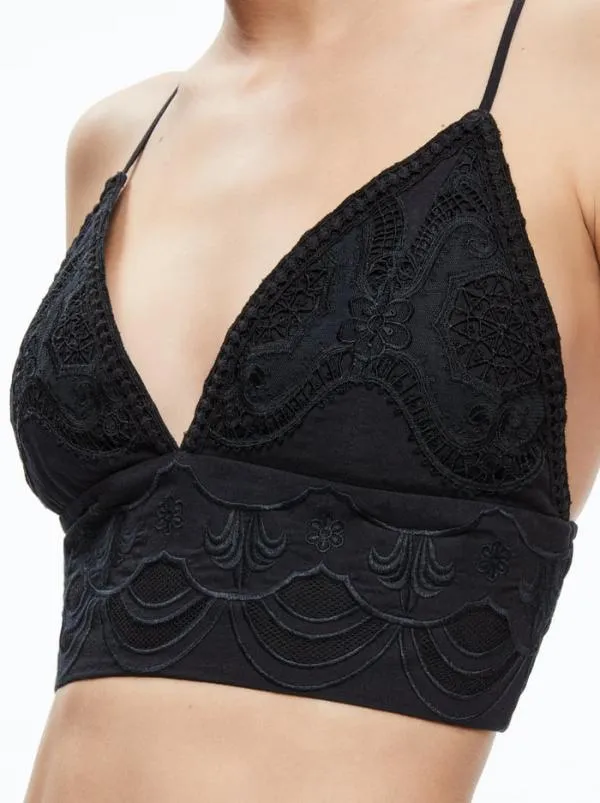Tops Women Alice Olivia CARLI EMBROIDERED BRA TOP Black