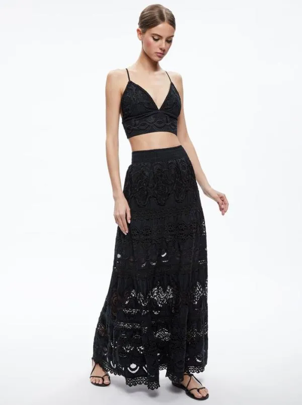 Tops Women Alice Olivia CARLI EMBROIDERED BRA TOP Black