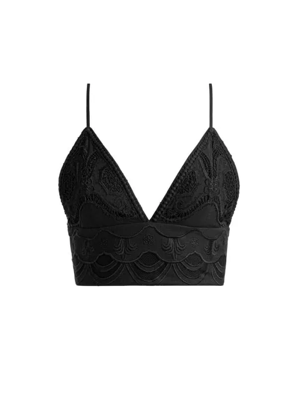 Tops Women Alice Olivia CARLI EMBROIDERED BRA TOP Black