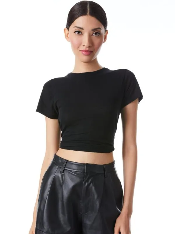Tops Women Alice Olivia CINDY CLASSIC CROPPED TEE Black