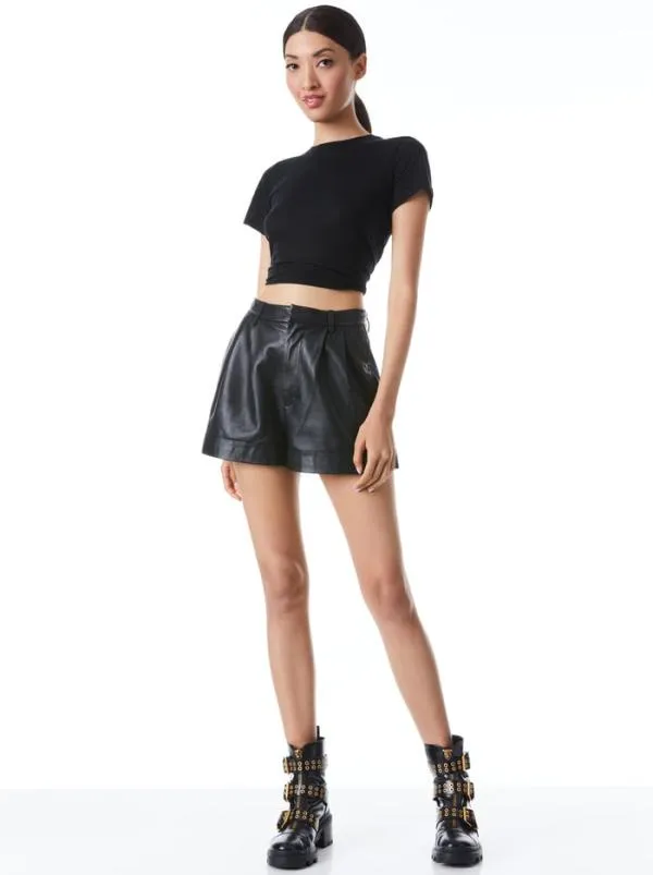 Tops Women Alice Olivia CINDY CLASSIC CROPPED TEE Black