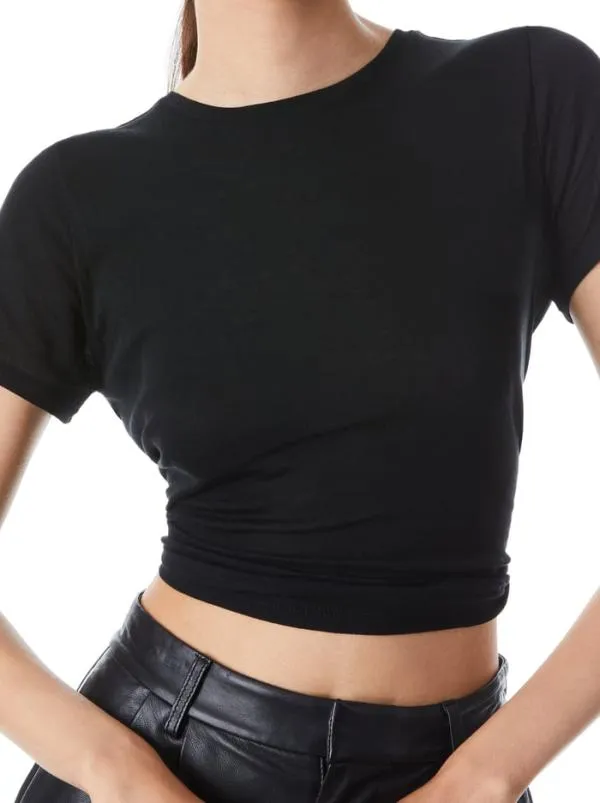 Tops Women Alice Olivia CINDY CLASSIC CROPPED TEE Black