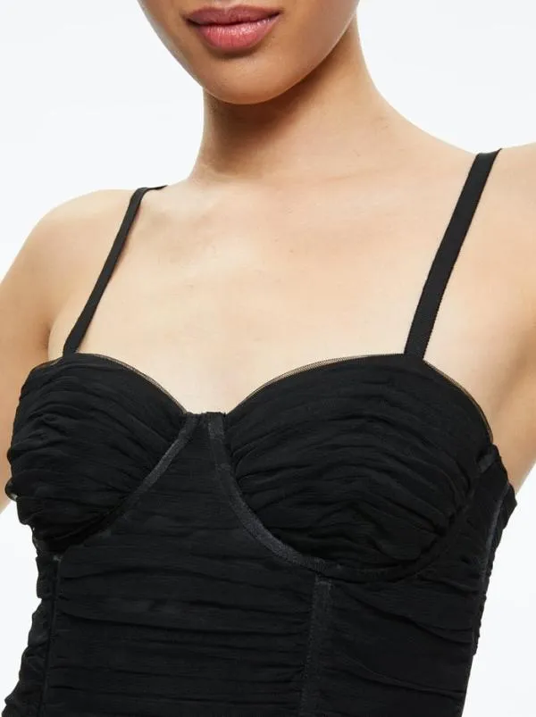 Tops Women Alice Olivia DAMIA RUCHED BUSTIER TOP Black