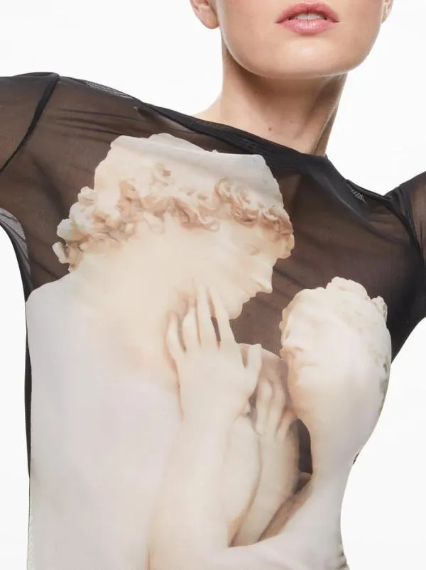 Tops Women Alice Olivia DELAINA MESH CROP TOP Italian Romance