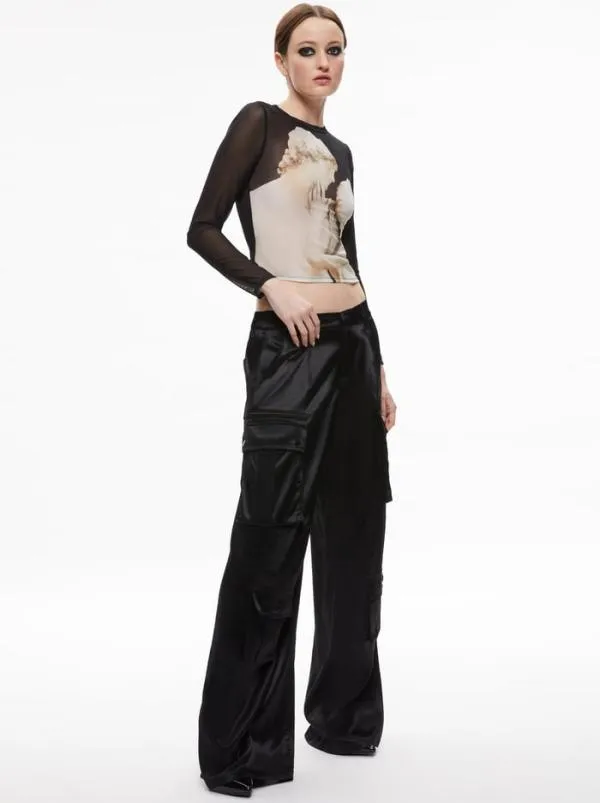 Tops Women Alice Olivia DELAINA MESH CROP TOP Italian Romance