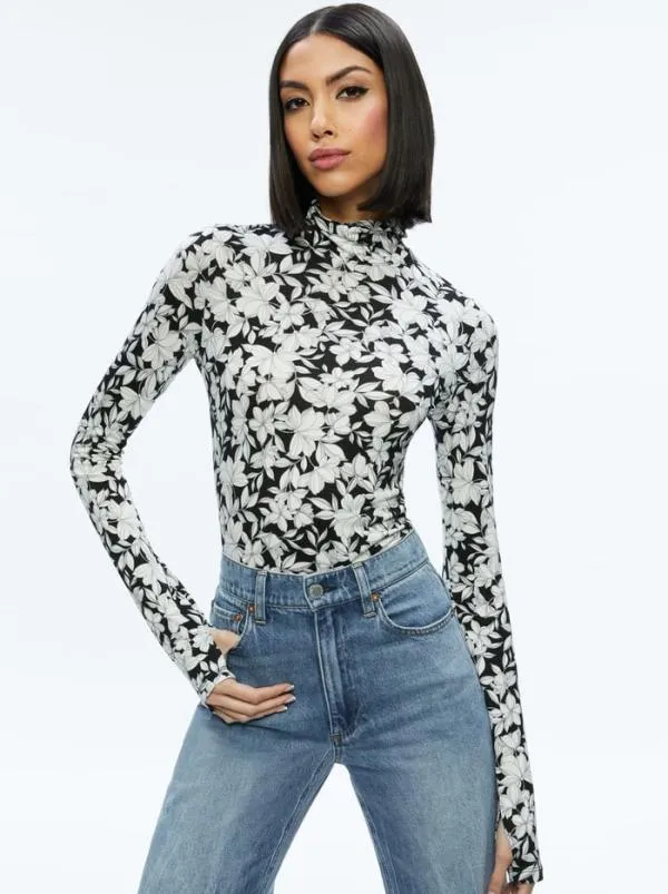Tops Women Alice Olivia DELAINA TURTLENECK TOP Homeroom Floral