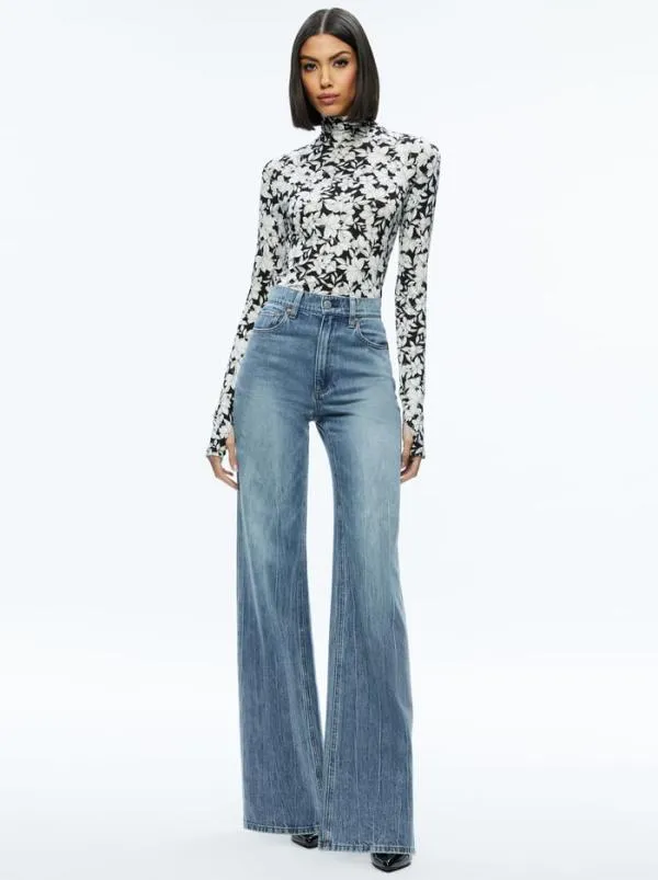 Tops Women Alice Olivia DELAINA TURTLENECK TOP Homeroom Floral