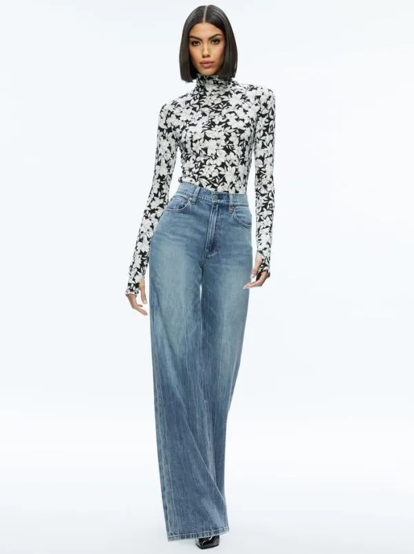 Tops Women Alice Olivia DELAINA TURTLENECK TOP Homeroom Floral