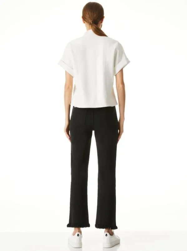 Tops Women Alice Olivia EDYTH VEGAN LEATHER BUTTON DOWN Off White