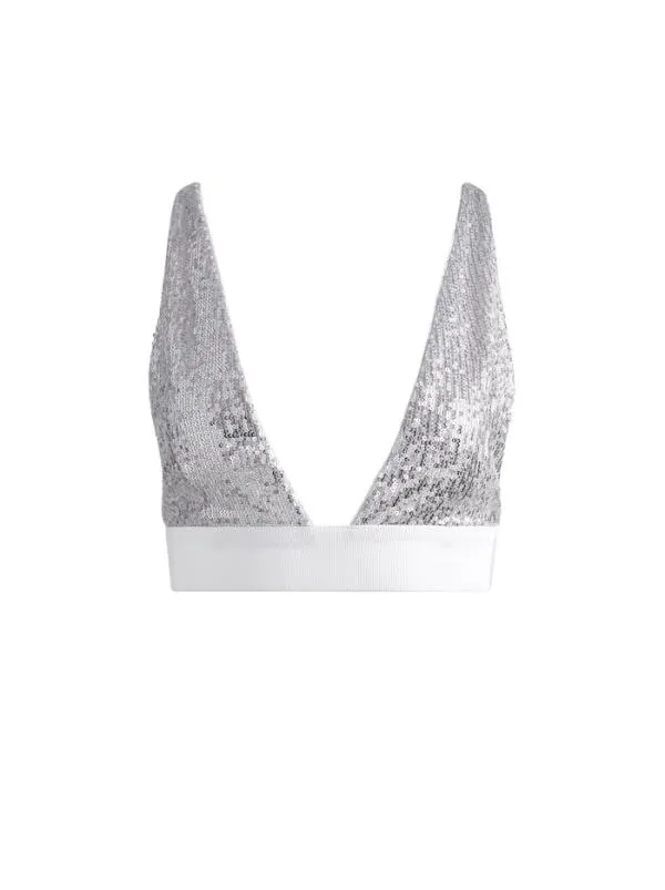 Tops Women Alice Olivia ERA SEQUIN EMBELLISHED BRA TOP Silver