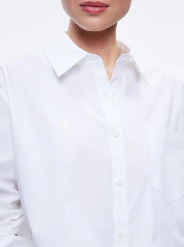 Tops Women Alice Olivia FINELY CROPPED OVERSIZED BUTTON DOWN SHIRT Off White
