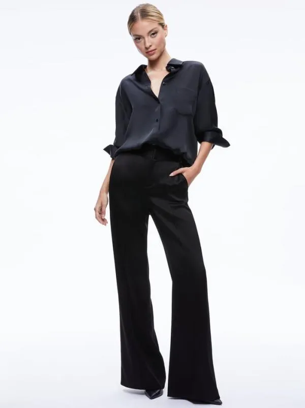 Tops Women Alice Olivia FINELY OVERSIZED BUTTON DOWN SHIRT Black