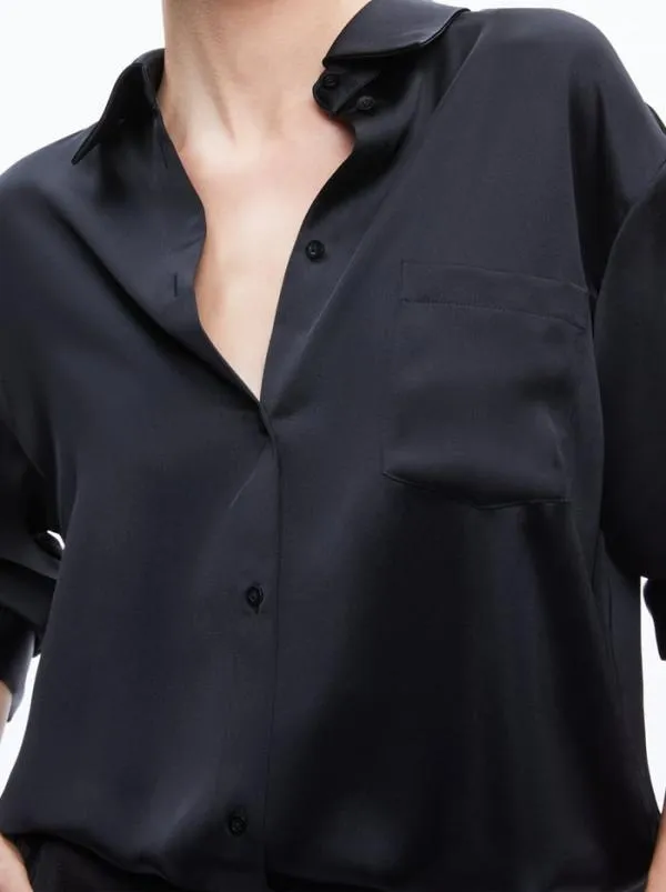 Tops Women Alice Olivia FINELY OVERSIZED BUTTON DOWN SHIRT Black