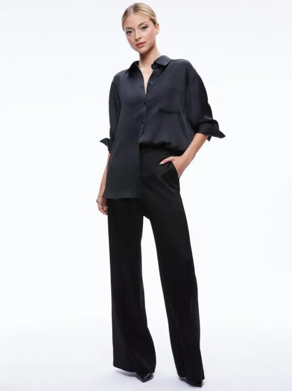Tops Women Alice Olivia FINELY OVERSIZED BUTTON DOWN SHIRT Black