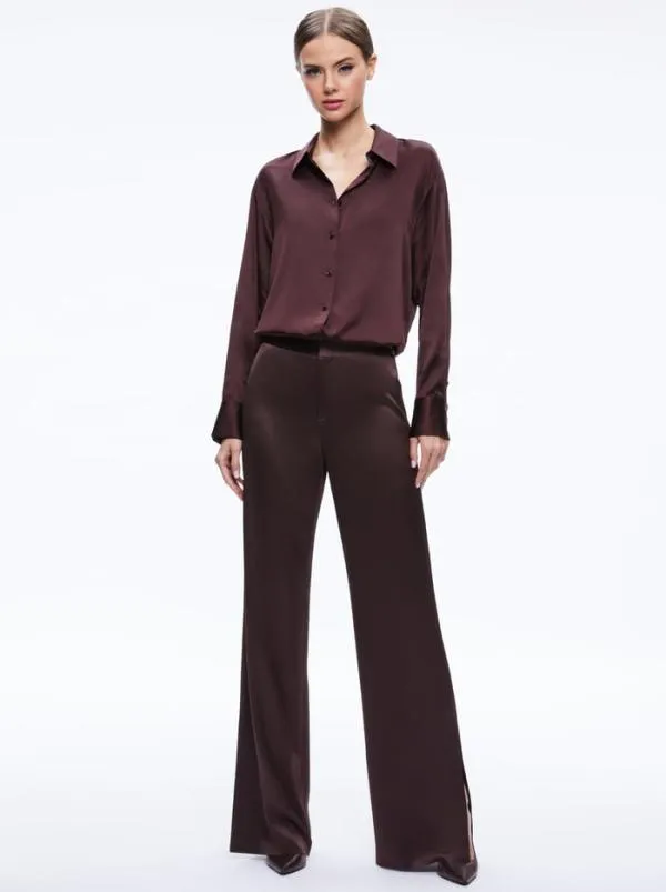 Tops Women Alice Olivia FINELY OVERSIZED BUTTON DOWN SHIRT Toffee