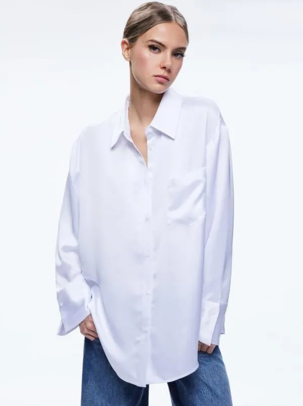Tops Women Alice Olivia FINELY OVERSIZED BUTTON DOWN SHIRT White