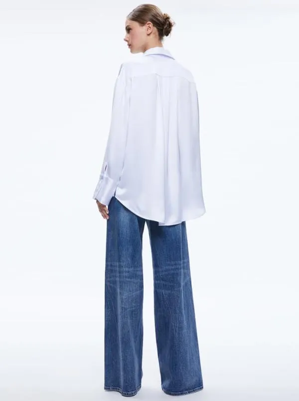 Tops Women Alice Olivia FINELY OVERSIZED BUTTON DOWN SHIRT White