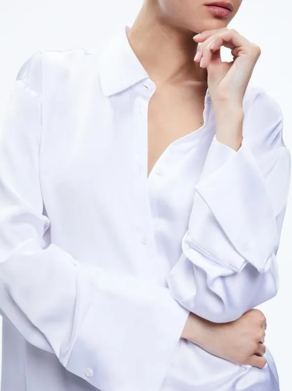 Tops Women Alice Olivia FINELY OVERSIZED BUTTON DOWN SHIRT White