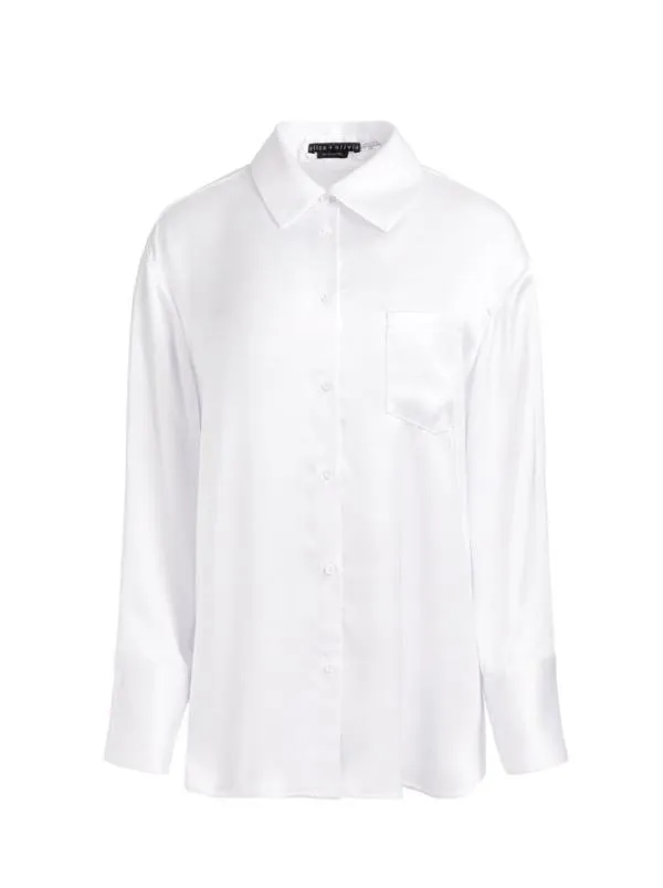 Tops Women Alice Olivia FINELY OVERSIZED BUTTON DOWN SHIRT White