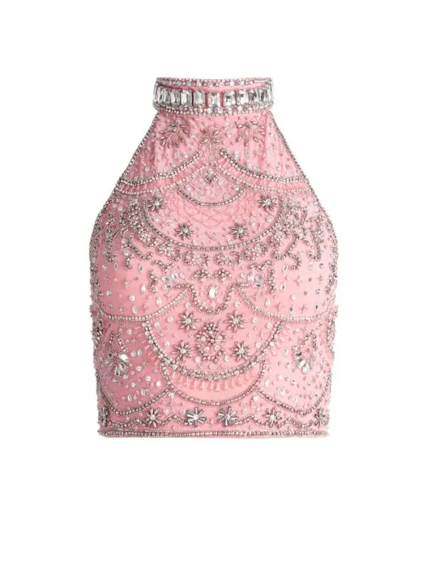 Tops Women Alice Olivia GATZ EMBELLISHED HIGH NECK TOP Rosemulti