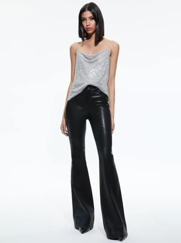 Tops Women Alice Olivia HARMON CRYSTAL CHAINMAIL SLIP TANK Silverchainmail