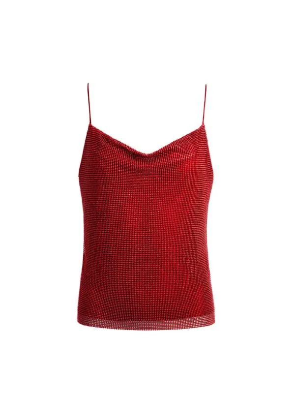 Tops Women Alice Olivia HARMON CRYSTAL CHAINMAIL TANK Perfect Rubychainmail