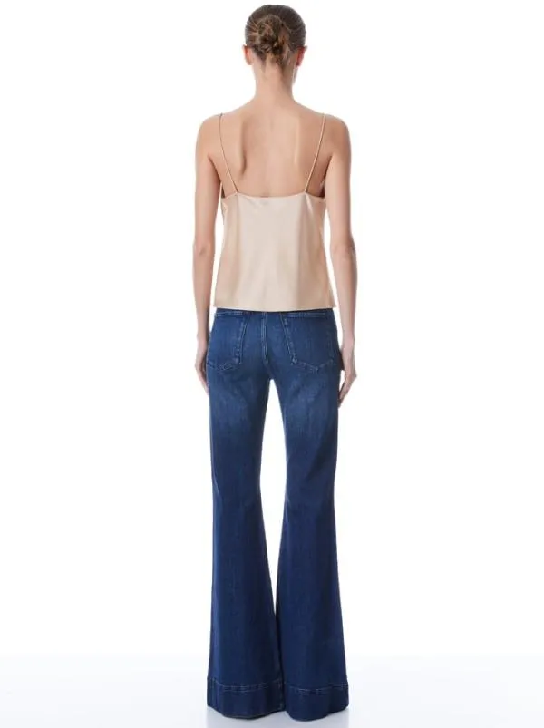 Tops Women Alice Olivia HARMON DRAPEY SLIP TANK Almond