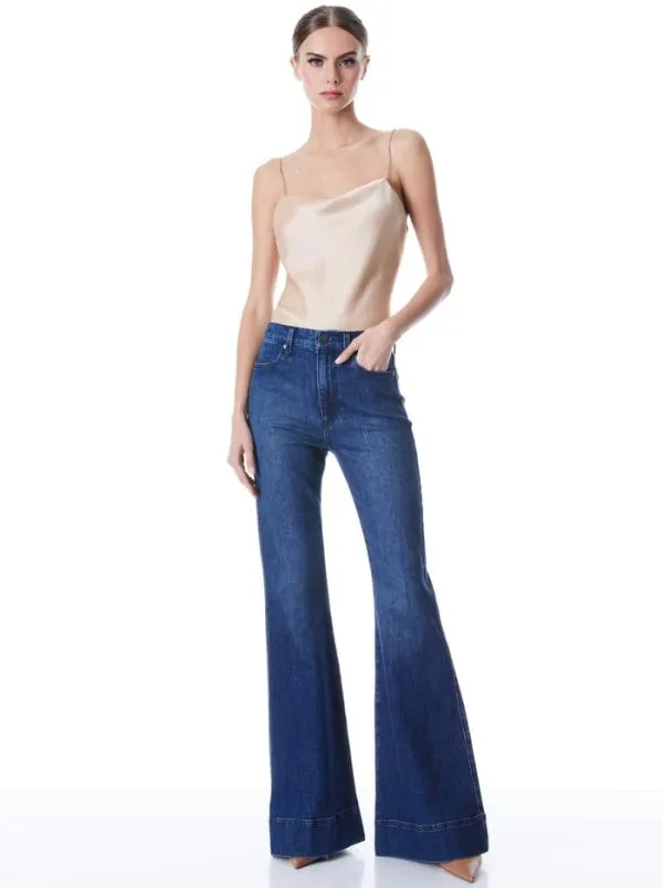 Tops Women Alice Olivia HARMON DRAPEY SLIP TANK Almond