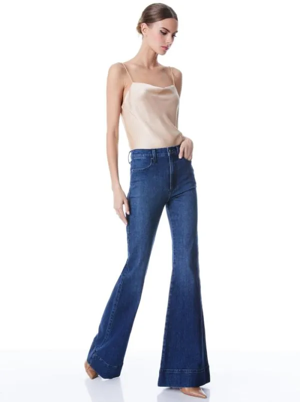 Tops Women Alice Olivia HARMON DRAPEY SLIP TANK Almond