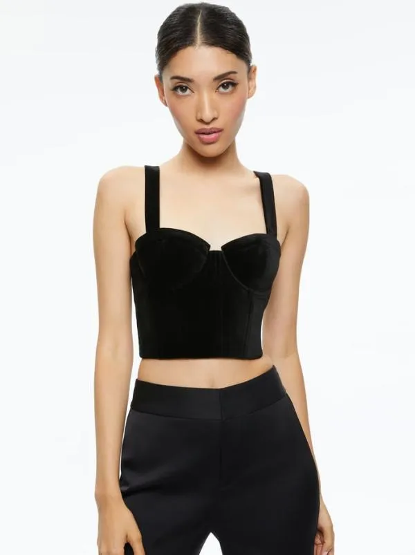 Tops Women Alice Olivia JEANNA BUSTIER TOP Black