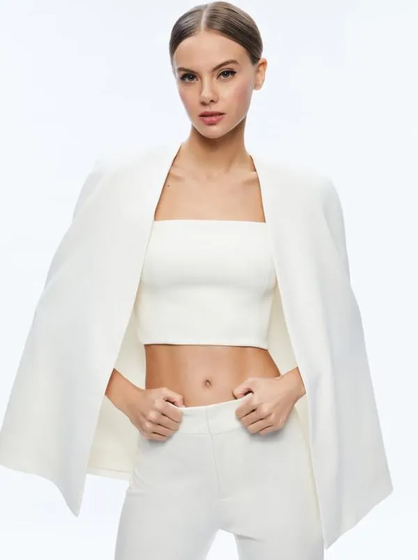 Tops Women Alice Olivia MARICA SQUARE NECK CAPE TOP Ecru
