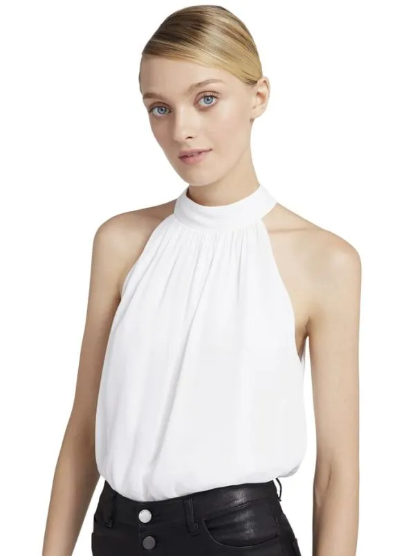 Tops Women Alice Olivia MARIS HALTER NECK GATHERED TOP White