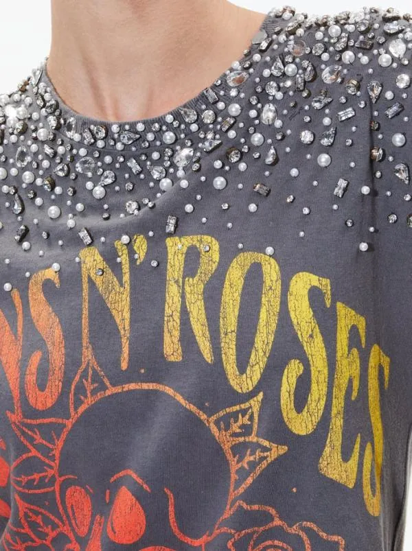 Tops Women Alice Olivia MICAH EMBELLLISHED CROPPED MUSCLE TANK Guns N Roses