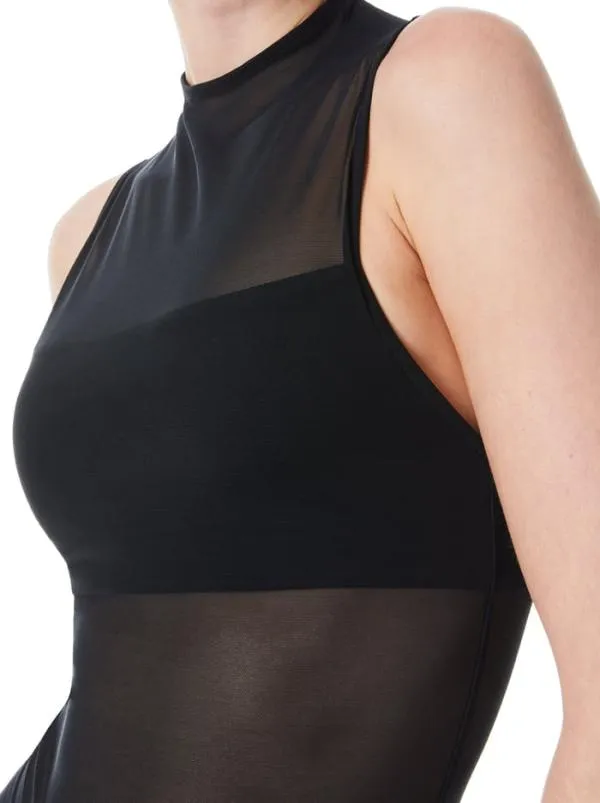 Tops Women Alice Olivia NICHOL HIGH NECK SLEEVELESS MESH BODYSUIT Black