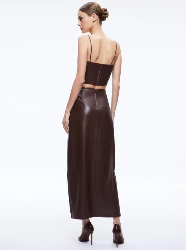 Tops Women Alice Olivia PEARLE VEGAN LEATHER BUSTIER TOP Toffee
